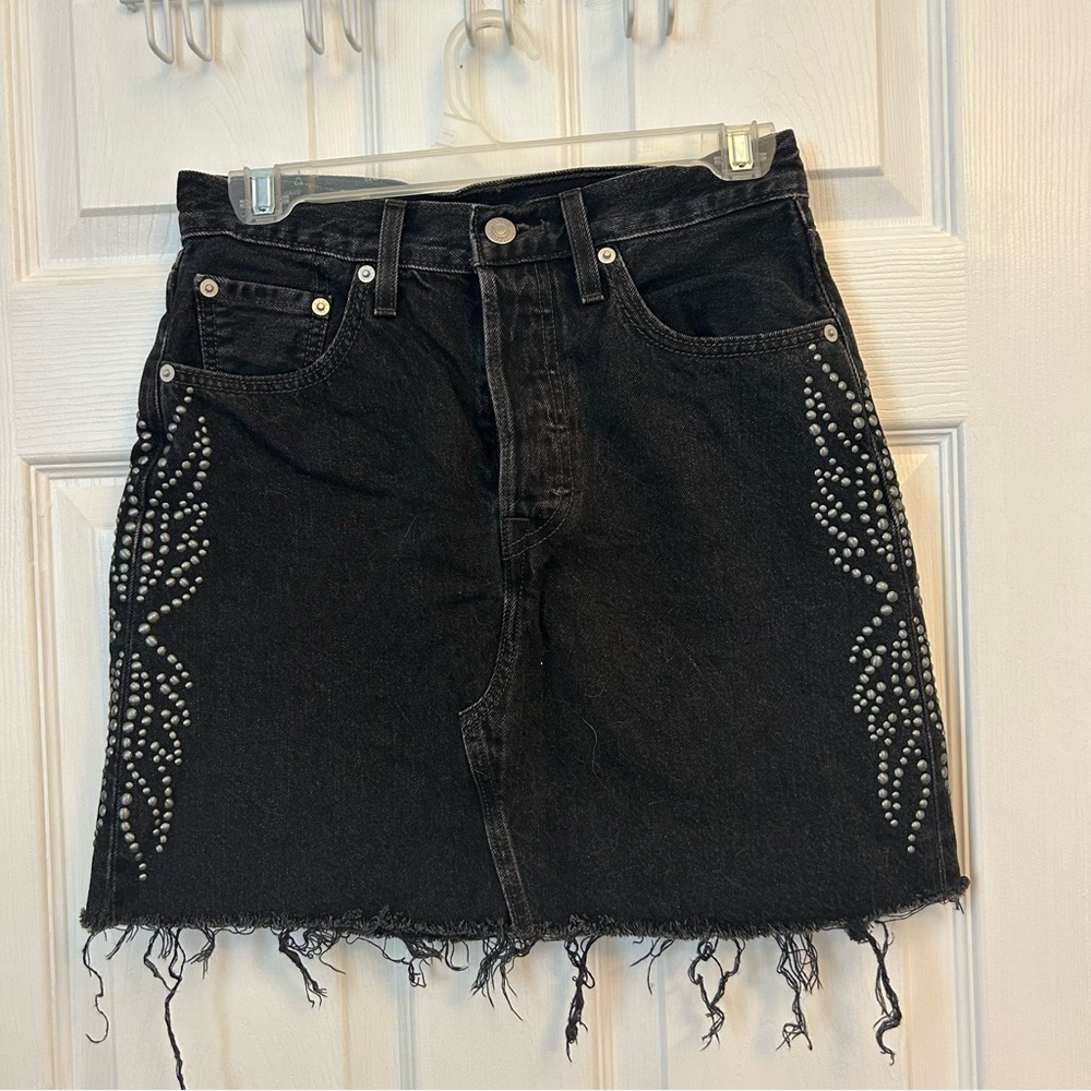 Black Levi’s Studded Denim Mini Skirt
